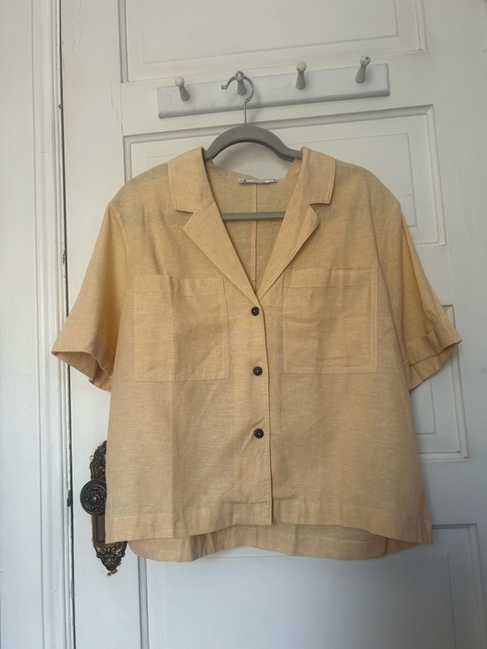Carve Designs Luca Linen Blend Natural Fibers Camp Shirt Butter Yellow XL Boxy - Picture 2 of 6